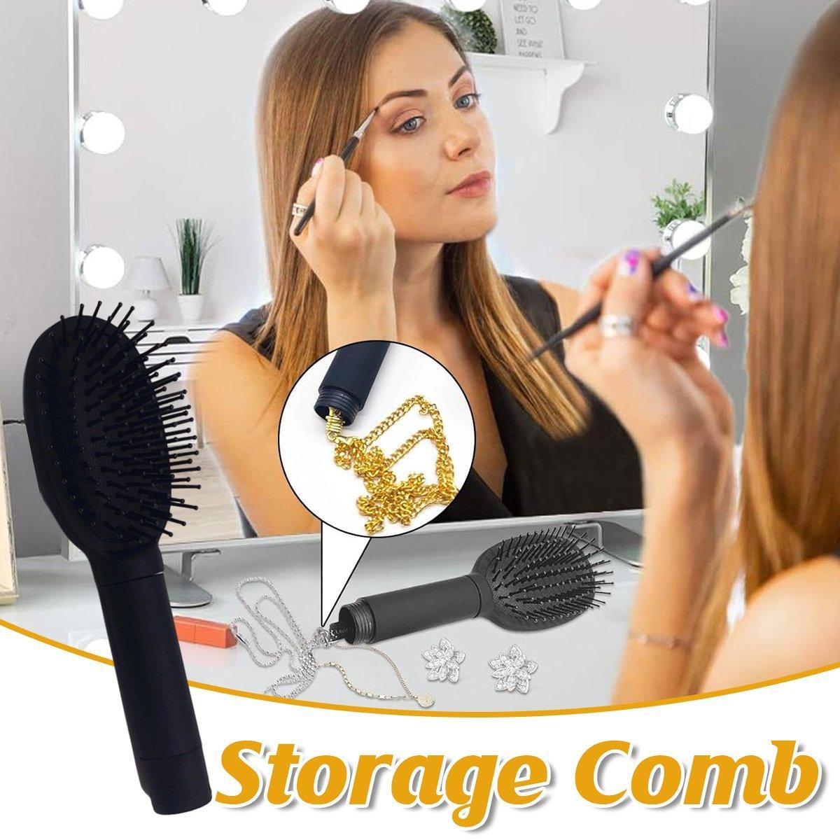 Secret Compartment Hair Comb Multi-functional Storage Hidden Money Medicine Box V528-STORAGE-COMB-BLACK-404957