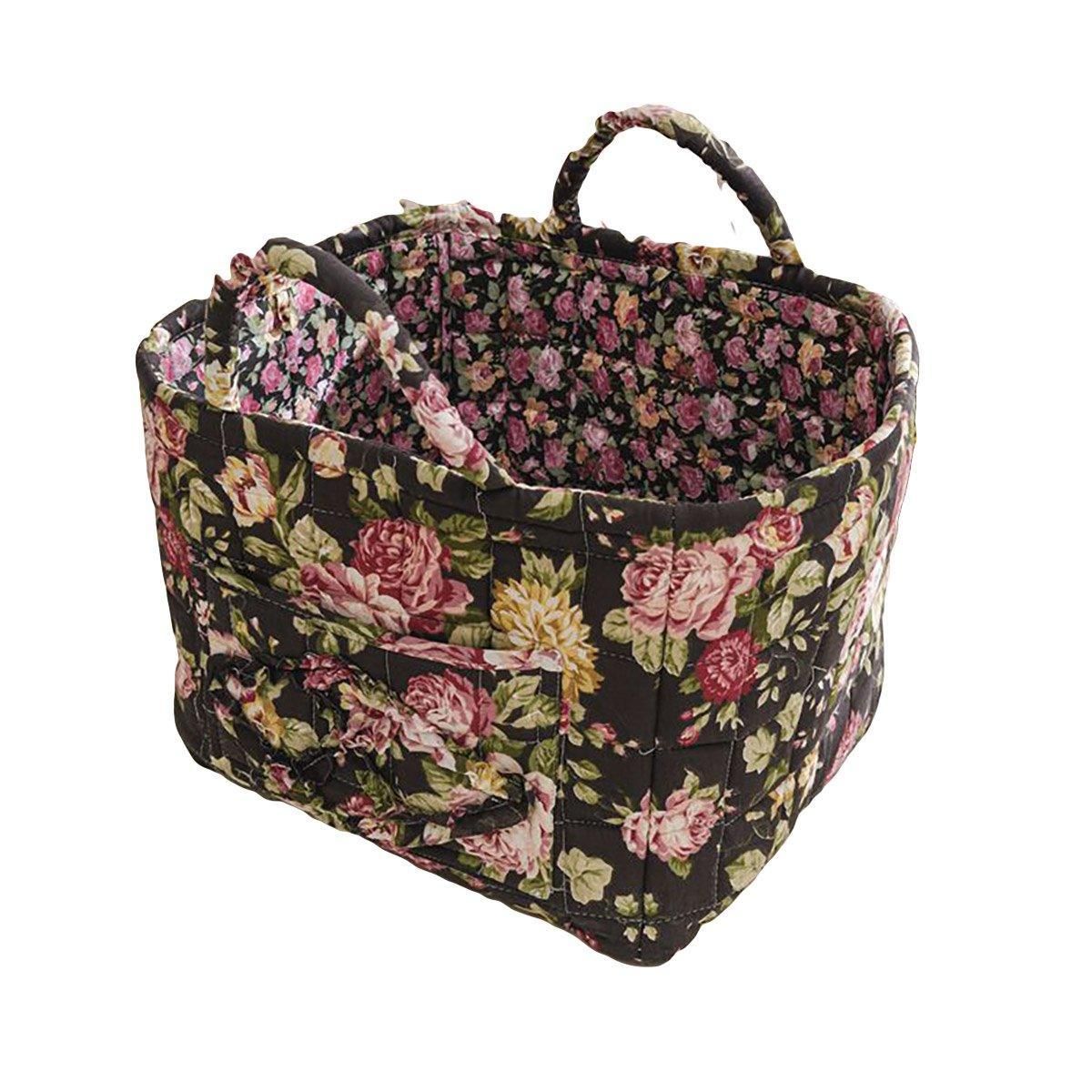 Portable Fabric Storage Basket Korean Pastoral Style Organizer for Home Sundries - Floral2 V528-STORAGE-FLORAL-1544-695298