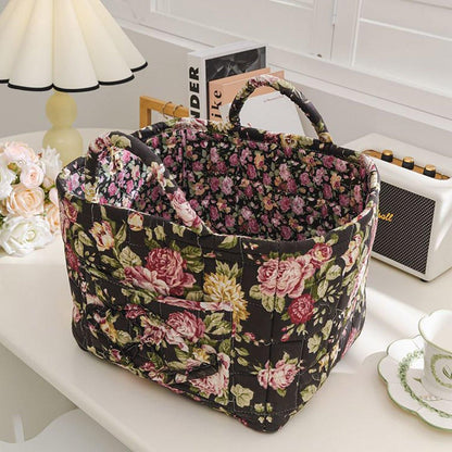 Portable Fabric Storage Basket Korean Pastoral Style Organizer for Home Sundries - Floral2 V528-STORAGE-FLORAL-1544-695298