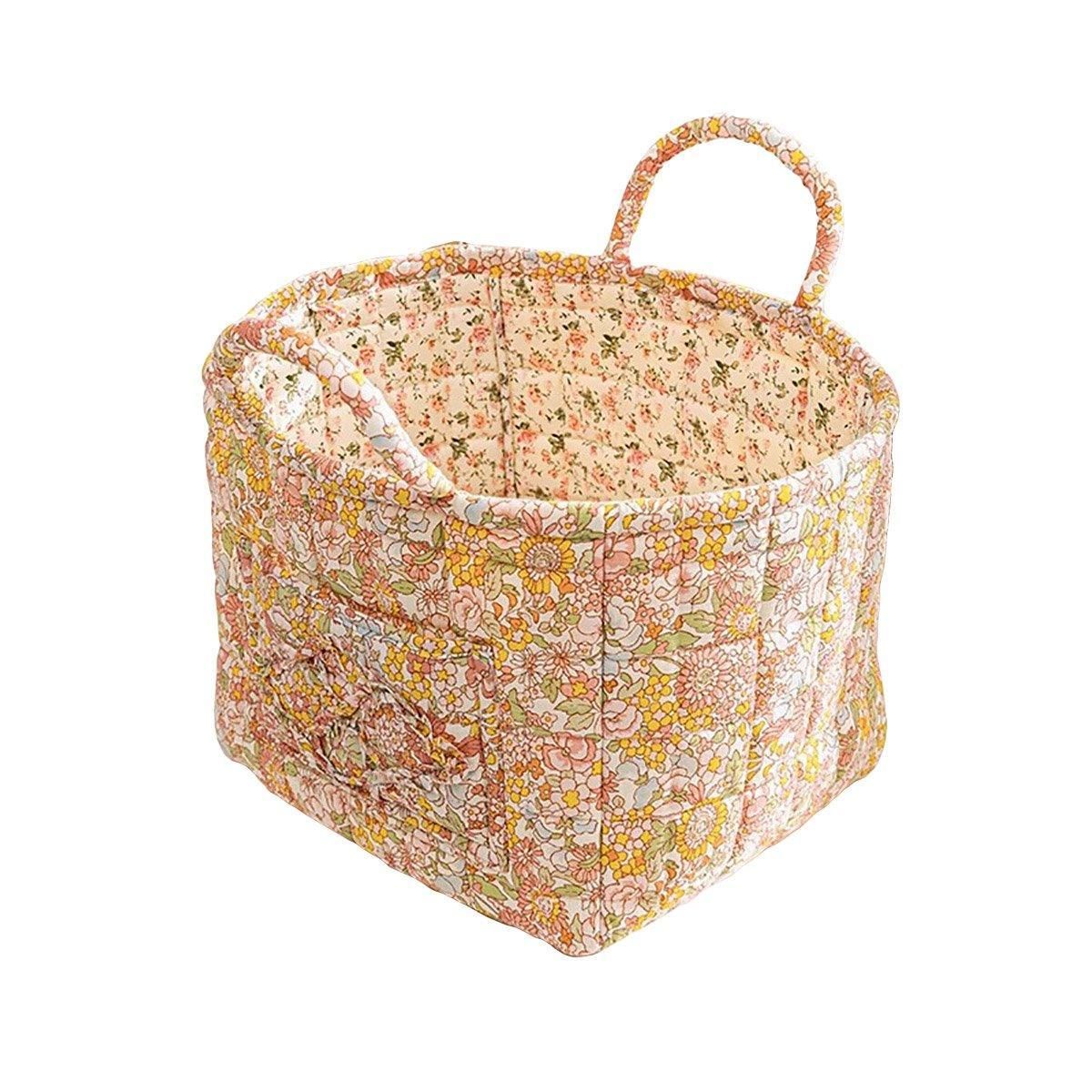 Portable Fabric Storage Basket Korean Pastoral Style Organizer for Home Sundries - Floral4 V528-STORAGE-FLORAL-1888-322262