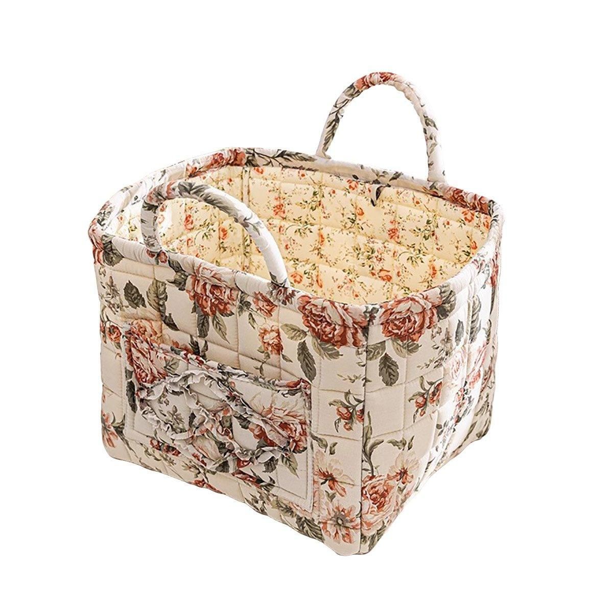 Portable Fabric Storage Basket Korean Pastoral Style Organizer for Home Sundries - Floral6 V528-STORAGE-FLORAL-2916-423815