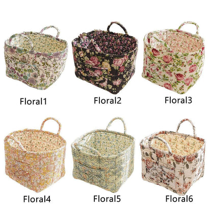 Portable Fabric Storage Basket Korean Pastoral Style Organizer for Home Sundries - Floral6 V528-STORAGE-FLORAL-2916-423815