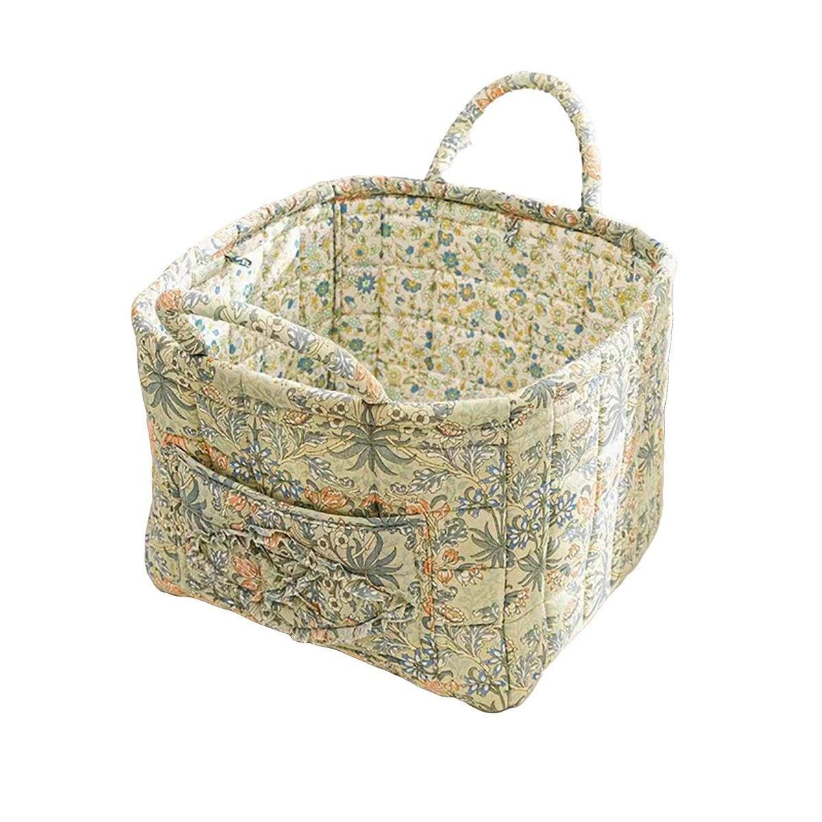 Portable Fabric Storage Basket Korean Pastoral Style Organizer for Home Sundries - Floral5 V528-STORAGE-FLORAL-4199-480237