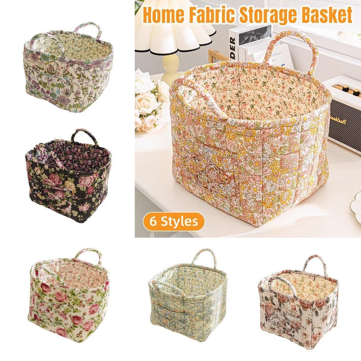 Portable Fabric Storage Basket Korean Pastoral Style Organizer for Home Sundries - Floral5 V528-STORAGE-FLORAL-4199-480237
