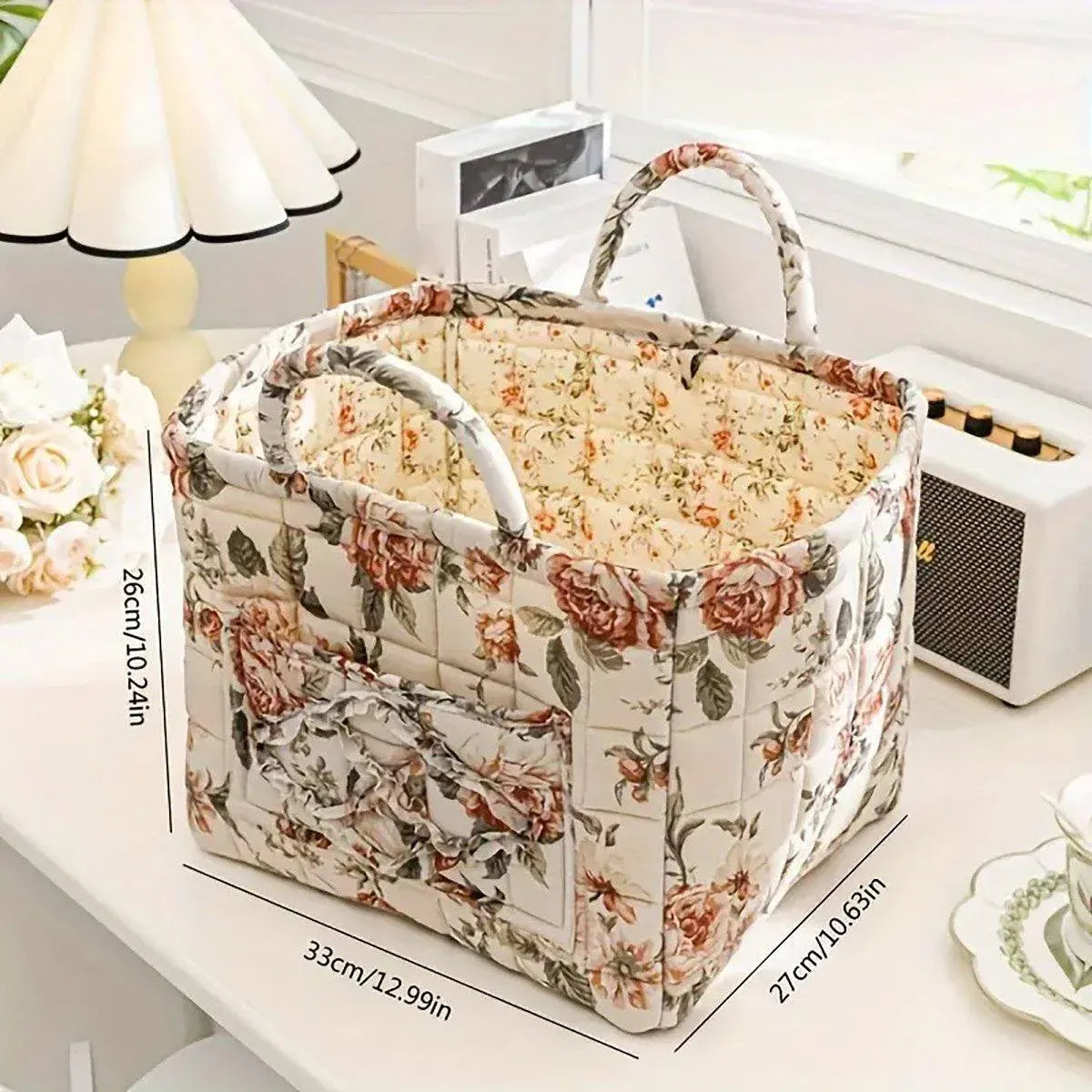Portable Fabric Storage Basket Korean Pastoral Style Organizer for Home Sundries - Floral5 V528-STORAGE-FLORAL-4199-480237