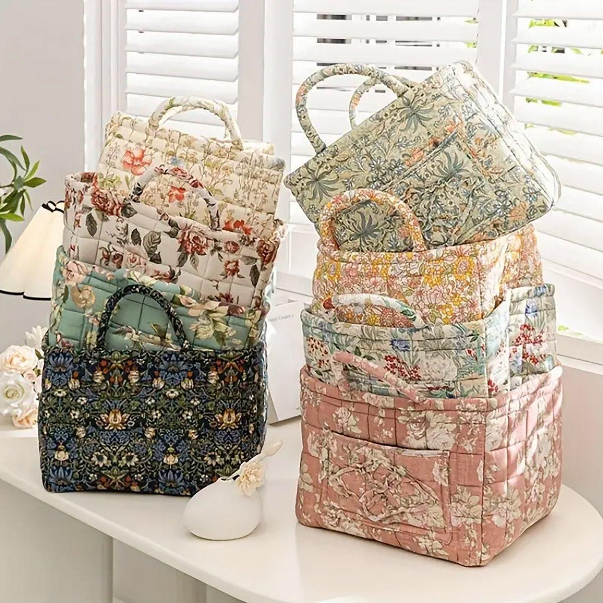 Portable Fabric Storage Basket Korean Pastoral Style Organizer for Home Sundries - Floral5 V528-STORAGE-FLORAL-4199-480237