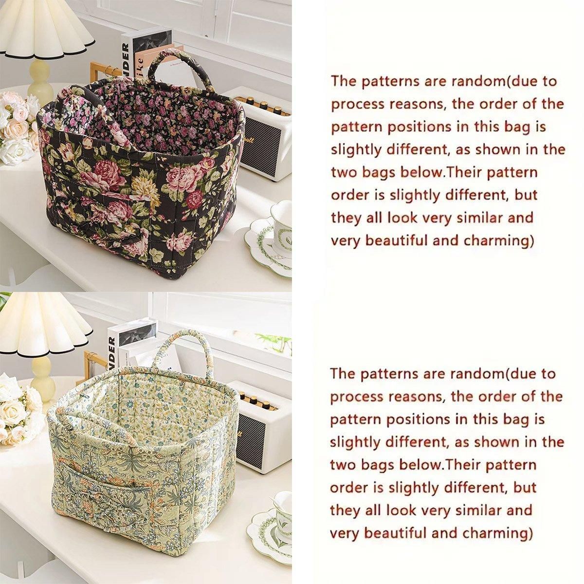 Portable Fabric Storage Basket Korean Pastoral Style Organizer for Home Sundries - Floral5 V528-STORAGE-FLORAL-4199-480237