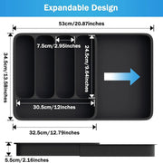 Expandable Cutlery Drawer Organizer Adjustable 6 Slot Kitchen Utensil Tray - Grey V528-STORAGE-GREY-438888