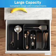 Expandable Cutlery Drawer Organizer Adjustable 6 Slot Kitchen Utensil Tray - Grey V528-STORAGE-GREY-438888