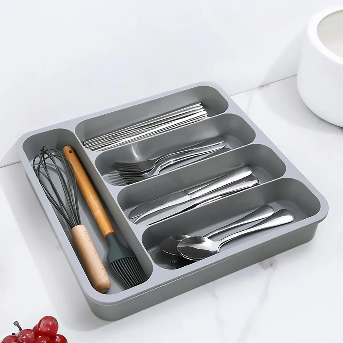 Expandable Cutlery Drawer Organizer Adjustable 6 Slot Kitchen Utensil Tray - Grey V528-STORAGE-GREY-438888