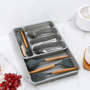 Expandable Cutlery Drawer Organizer Adjustable 6 Slot Kitchen Utensil Tray - Grey V528-STORAGE-GREY-438888