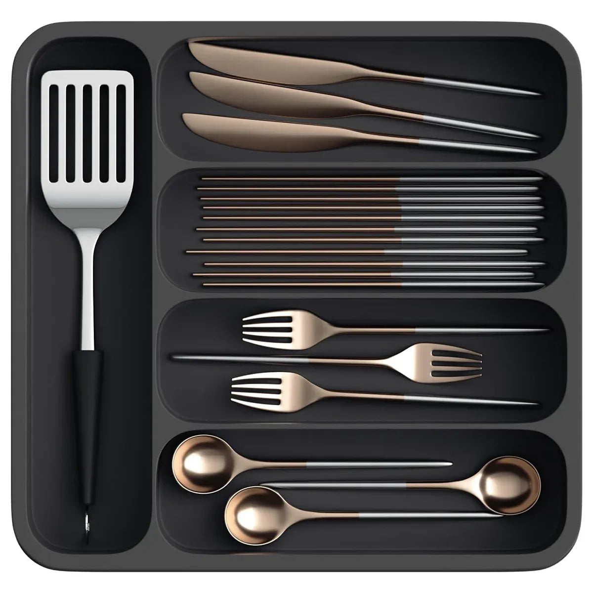 Expandable Cutlery Drawer Organizer Adjustable 6 Slot Kitchen Utensil Tray - Grey V528-STORAGE-GREY-438888
