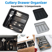 Expandable Cutlery Drawer Organizer Adjustable 6 Slot Kitchen Utensil Tray - Grey V528-STORAGE-GREY-438888