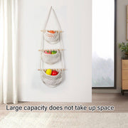 Three Layer Cotton Rope Wall Hanging Basket Door Storage Rack Organizer Bag - Brown V528-STORAGE-HANGING-BAG-03-567704