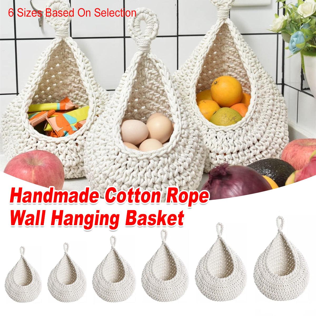 Cotton Rope Woven Storage Basket Wall Mount Fruit Vegetable Organizer Container - Mini V528-STORAGE-NET-MINI-880087