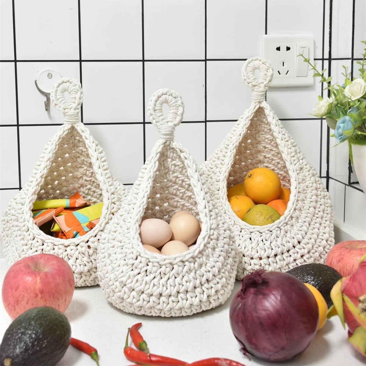Cotton Rope Woven Storage Basket Wall Mount Fruit Vegetable Organizer Container - Mini V528-STORAGE-NET-MINI-880087