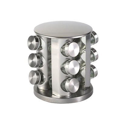 Stainless Steel Rotating Spice Rack Organizer Kitchen Seasoning Jar Holder Use V528-STORAGE-RACK-12-213304