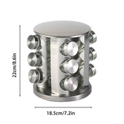 Stainless Steel Rotating Spice Rack Organizer Kitchen Seasoning Jar Holder Use V528-STORAGE-RACK-12-213304