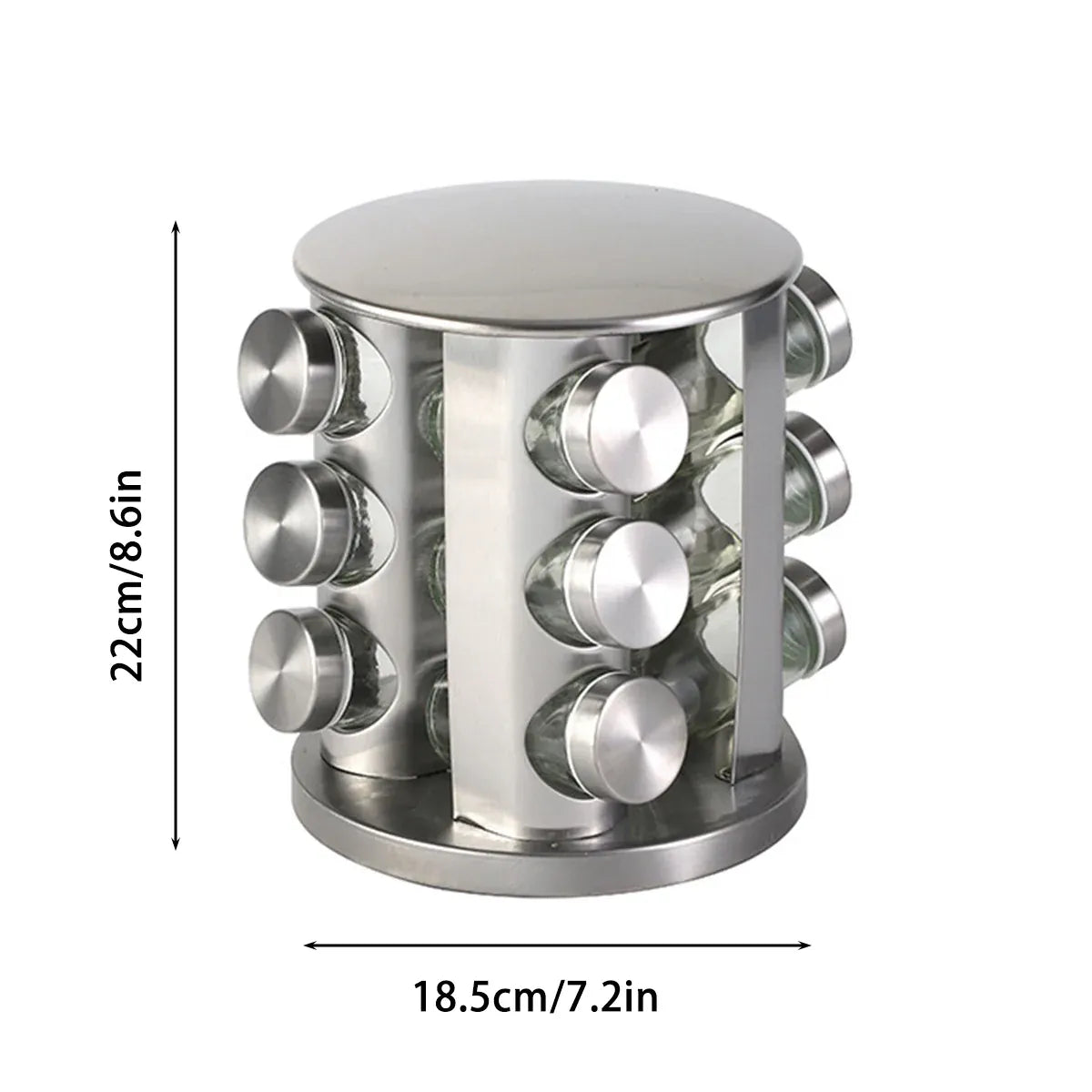 Stainless Steel Rotating Spice Rack Organizer Kitchen Seasoning Jar Holder Use V528-STORAGE-RACK-12-213304