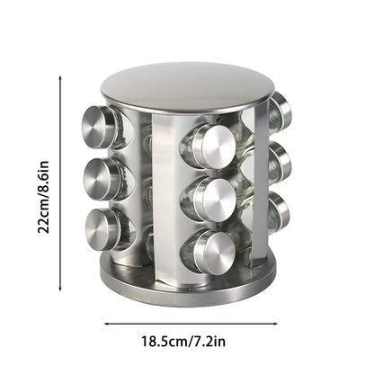 Stainless Steel Rotating Spice Rack Organizer Kitchen Seasoning Jar Holder Use V528-STORAGE-RACK-12-213304