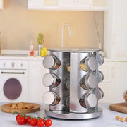 Stainless Steel Rotating Spice Rack Organizer Kitchen Seasoning Jar Holder Use V528-STORAGE-RACK-12-213304