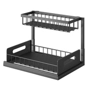 Removable Kitchen Cabinet Sink Storage Rack with Drawable Basket Organizer Shelf V528-STORAGE-RACK-BLACK-242818