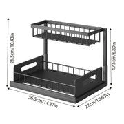 Removable Kitchen Cabinet Sink Storage Rack with Drawable Basket Organizer Shelf V528-STORAGE-RACK-BLACK-242818