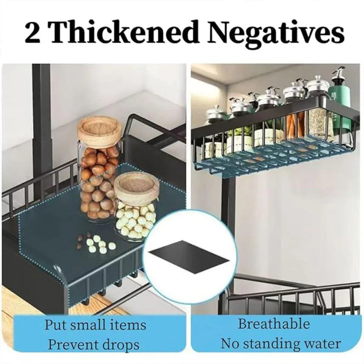 Removable Kitchen Cabinet Sink Storage Rack with Drawable Basket Organizer Shelf V528-STORAGE-RACK-BLACK-242818