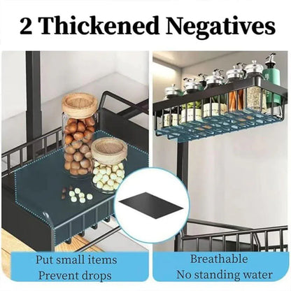 Removable Kitchen Cabinet Sink Storage Rack with Drawable Basket Organizer Shelf V528-STORAGE-RACK-BLACK-242818