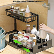 Removable Kitchen Cabinet Sink Storage Rack with Drawable Basket Organizer Shelf V528-STORAGE-RACK-BLACK-242818
