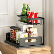 Removable Kitchen Cabinet Sink Storage Rack with Drawable Basket Organizer Shelf V528-STORAGE-RACK-BLACK-242818