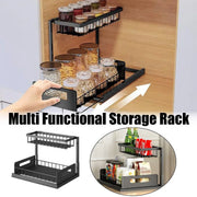 Removable Kitchen Cabinet Sink Storage Rack with Drawable Basket Organizer Shelf V528-STORAGE-RACK-BLACK-242818
