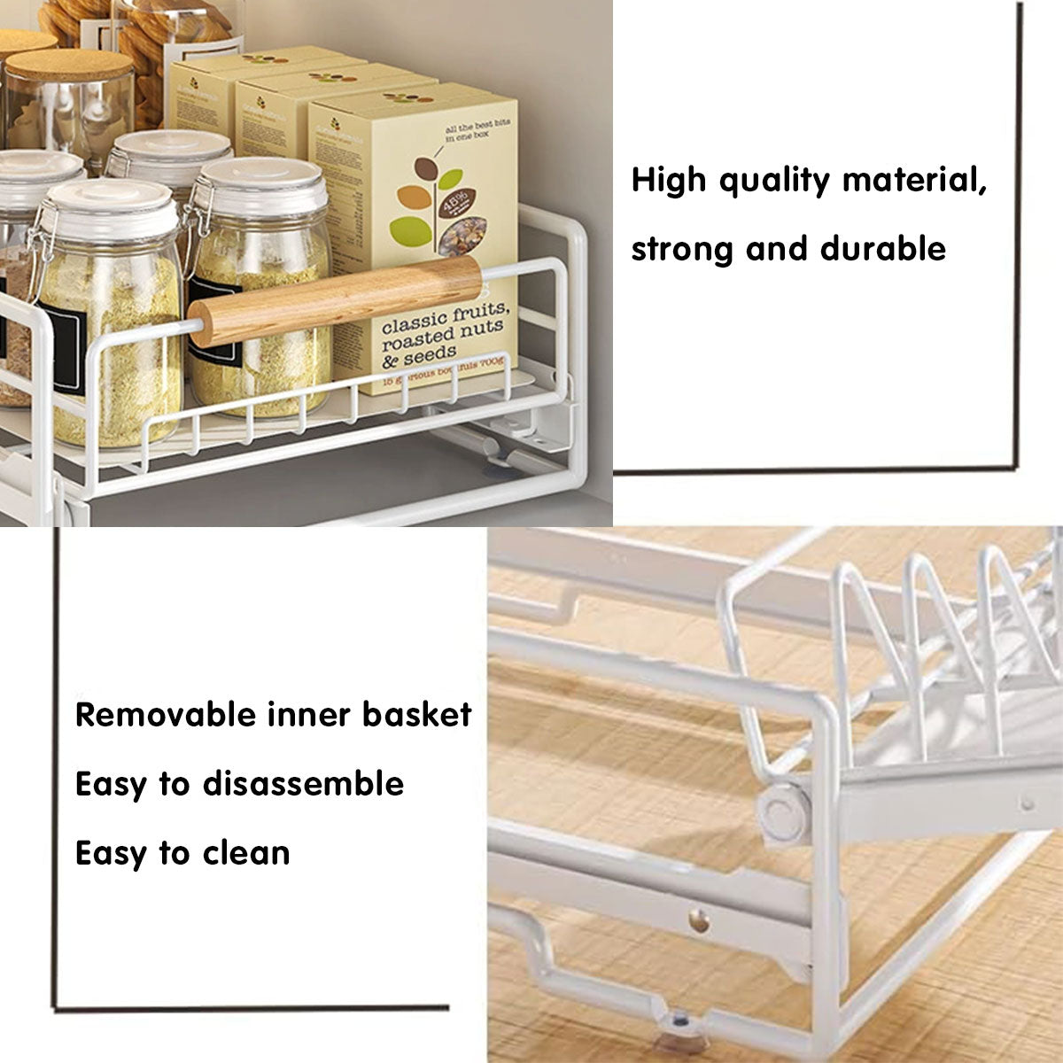 Pull Out Kitchen Storage Rack Basket Drawer Dish Organizer Slide Cabinet Shelf - White V528-STORAGE-RACK-WHITE-110679