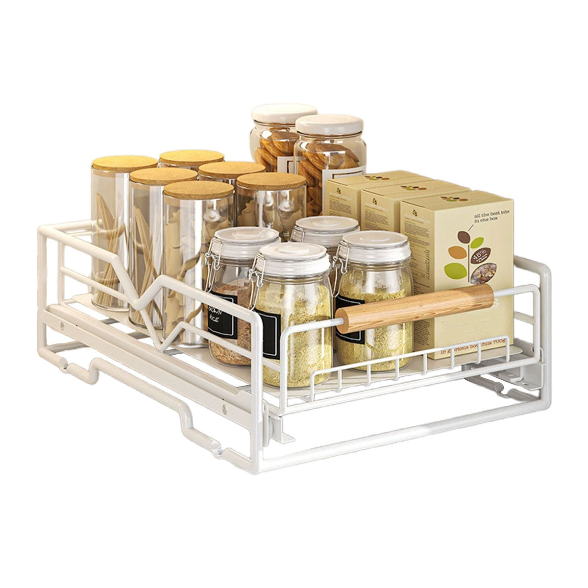 Pull Out Kitchen Storage Rack Basket Drawer Dish Organizer Slide Cabinet Shelf - White V528-STORAGE-RACK-WHITE-110679