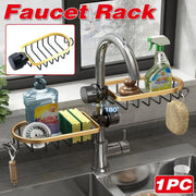 Adjustable Faucet Sink Shelf Drainage Rack Kitchen Storage Organizer for Home V528-STORAGE-SHELF-BLACK-GOLD-892956