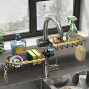 Adjustable Faucet Sink Shelf Drainage Rack Kitchen Storage Organizer for Home V528-STORAGE-SHELF-BLACK-GOLD-892956