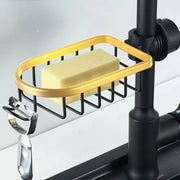 Adjustable Faucet Sink Shelf Drainage Rack Kitchen Storage Organizer for Home V528-STORAGE-SHELF-BLACK-GOLD-892956