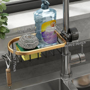 Adjustable Faucet Sink Shelf Drainage Rack Kitchen Storage Organizer for Home V528-STORAGE-SHELF-BLACK-GOLD-892956