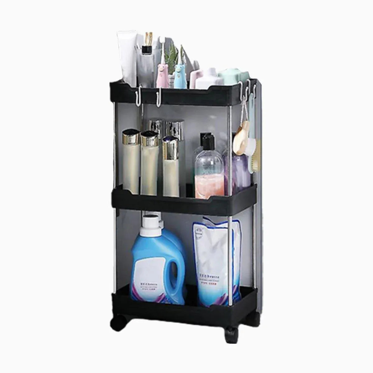Multi Layer Rolling Storage Cart Kitchen Bathroom Organizer Shelf with Wheels - 3-Black V528-STORAGE-TROLLEY-3-BLACK-809241