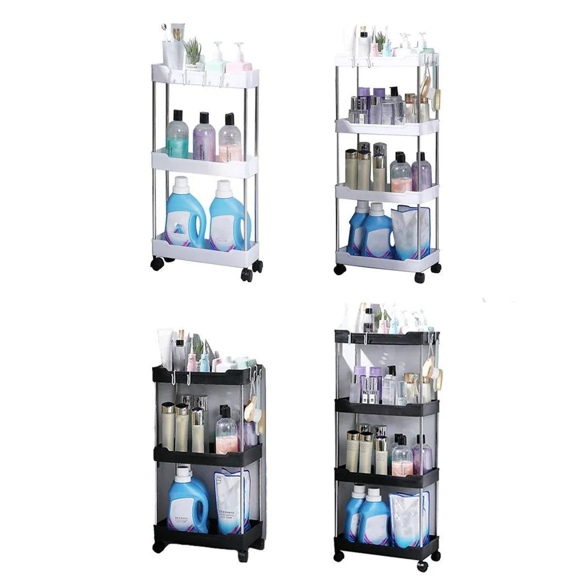 Multi Layer Rolling Storage Cart Kitchen Bathroom Organizer Shelf with Wheels - 3-Black V528-STORAGE-TROLLEY-3-BLACK-809241
