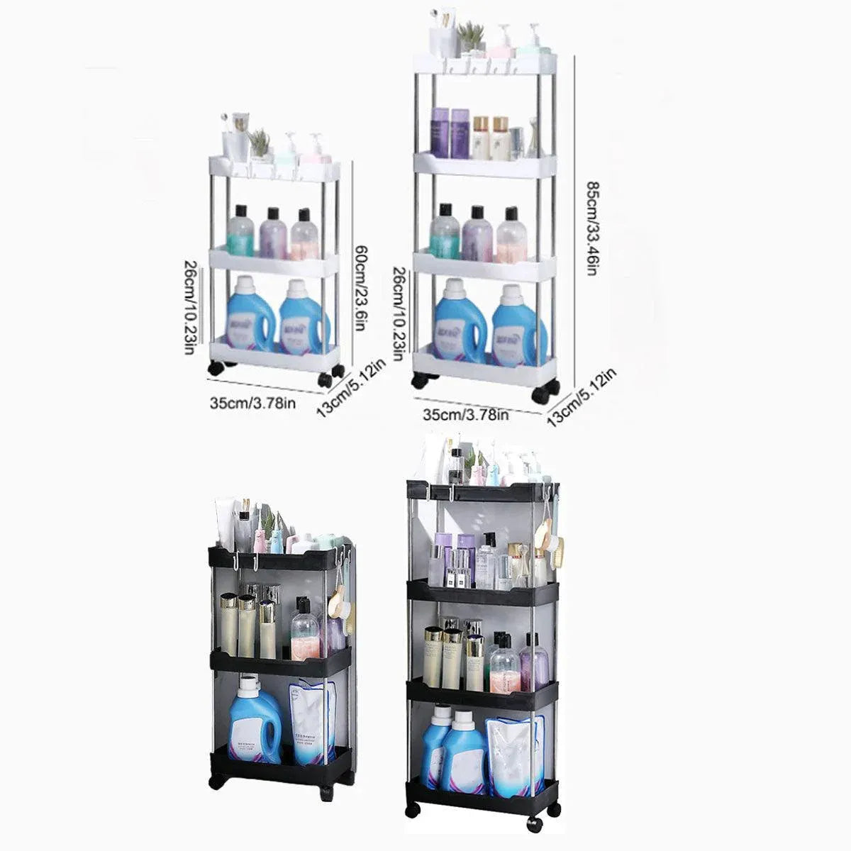 Multi Layer Rolling Storage Cart Kitchen Bathroom Organizer Shelf with Wheels - 3-Black V528-STORAGE-TROLLEY-3-BLACK-809241