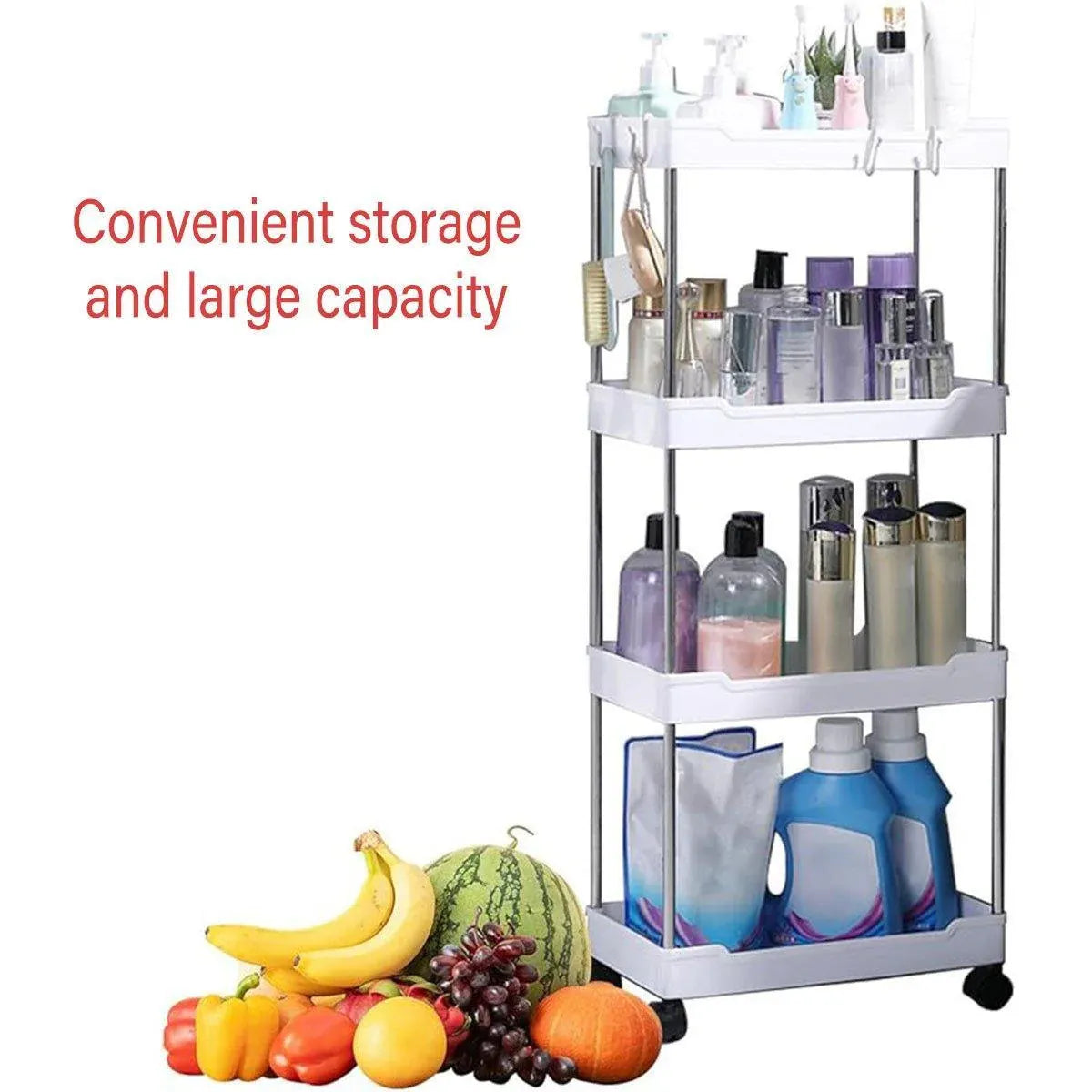 Multi Layer Rolling Storage Cart Kitchen Bathroom Organizer Shelf with Wheels - 3-Black V528-STORAGE-TROLLEY-3-BLACK-809241