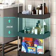 Multi Layer Rolling Storage Cart Kitchen Bathroom Organizer Shelf with Wheels - 3-Black V528-STORAGE-TROLLEY-3-BLACK-809241