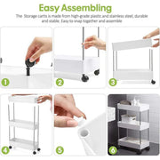 Multi Layer Rolling Storage Cart Kitchen Bathroom Organizer Shelf with Wheels - 3-Black V528-STORAGE-TROLLEY-3-BLACK-809241