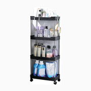 Multi Layer Rolling Storage Cart Kitchen Bathroom Organizer Shelf with Wheels - 4-Black V528-STORAGE-TROLLEY-4-BLACK-107020