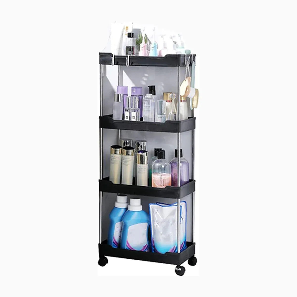 Multi Layer Rolling Storage Cart Kitchen Bathroom Organizer Shelf with Wheels - 4-Black V528-STORAGE-TROLLEY-4-BLACK-107020