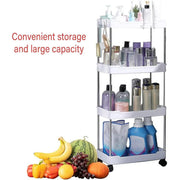 Multi Layer Rolling Storage Cart Kitchen Bathroom Organizer Shelf with Wheels - 4-Black V528-STORAGE-TROLLEY-4-BLACK-107020