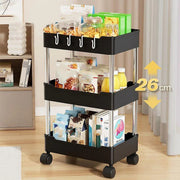 Multi Layer Rolling Storage Cart Kitchen Bathroom Organizer Shelf with Wheels - 4-Black V528-STORAGE-TROLLEY-4-BLACK-107020