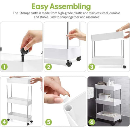 Multi Layer Rolling Storage Cart Kitchen Bathroom Organizer Shelf with Wheels - 4-Black V528-STORAGE-TROLLEY-4-BLACK-107020