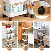 Multi Layer Rolling Storage Cart Kitchen Bathroom Organizer Shelf with Wheels - 4-Black V528-STORAGE-TROLLEY-4-BLACK-107020